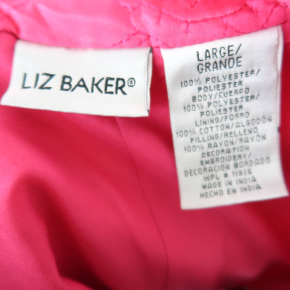 Vintage Liz Baker hot pink satin floral quilt embroidered jacket Large - Picture 6 of 6